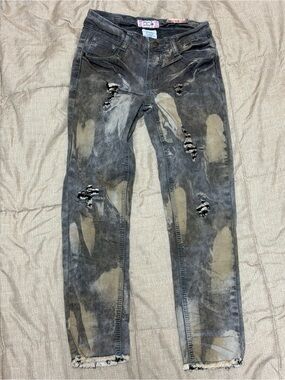 Girl’s NWT Denim & Rivets Distressed Bleached Black Washed Jeans 8 Raw Hem